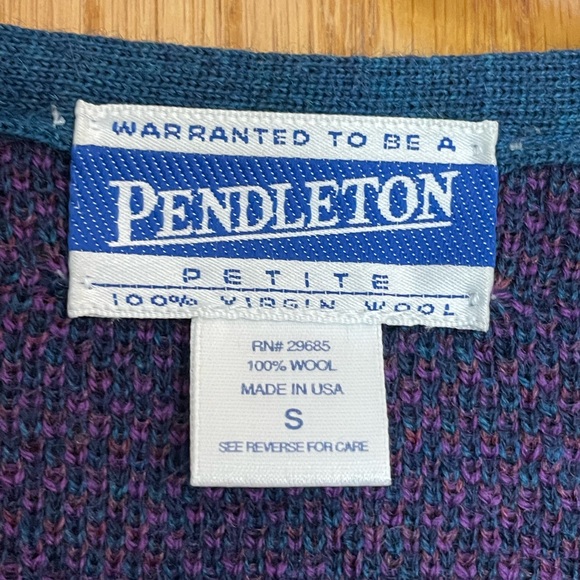 Vintage Pendleton Petite Wool Cardigan Sweater Small 100% Virgin Wool - Picture 4 of 11
